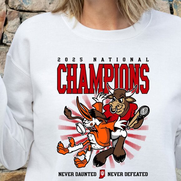 Gildan Tops - Indiana University Champions 2026 crewneck sweatshirt WHITE